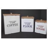 Rustic Style 3-Set Nesting Cannisters w/Wooden