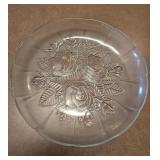 12.5" Glass Rose Pattern Serving Platter