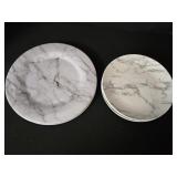 (4) Marble-Look Melamine Dinner Plates & (4)