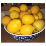 Blue & White Bowl Full of Faux Lemons