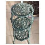 27"ï¿½10" Green Wrought Iron 3/Shelf Plant Stand