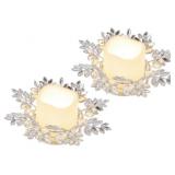 august & leo Jeweled Leaf Candle Holder Set of 2