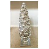 16" Sparkly Silver Topiary Decor