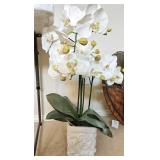29" Faux Orchid in Chalkware Planter