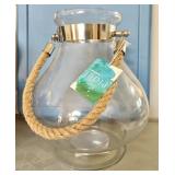 NWT 10" Glass Lantern Candle Holder
