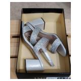 NEW Sz 6.5 I.Millerï¿½ Silver Strappy Chunk Heels