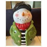 Ceramic Snowman Tealight Luminary Holder