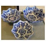 (3) Chinese Porcelain Bowls featuring Blue and