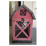 Red Decorative 15" Barn-shaped Lantern Box w/Tin