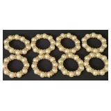 (8) Faux Pearl and Gold Tone Napkin Rings