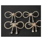 Set of (4) Metal Bow Tie Napkin Rings