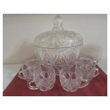 Lidded Punch Bowl & 8 Cups