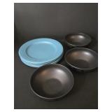 (4) Turquoise Royal Norfolk Dinner Plates & (3)