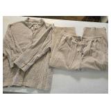Sz L Tan Gauze Shirt & Sz XL Matching Capris