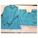 Sz Large Teal Blue Gauze Shirt & Capris