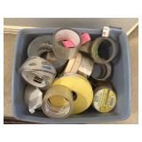 Bin of Assorted Tapes Including: Duct Tape, Clear,