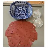Vtg Blue & Whote Porcelain Centerpiece Bowl, (2)