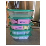 (5) Plastic Containers (4) Filled w/Sweetners