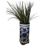 11" Chinoiserie Style Vase w/Faux Grass