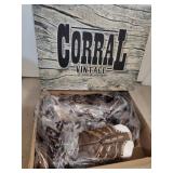 NEW SZ 6.5 CORRAL VINTAGEï¿½ Beige & Brown Whip