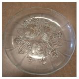 12.5" Glass Rose Pattern Serving Plate