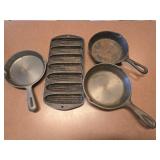 (1) Cast Iron Cornbread Pan & (3) Mini Cast Iron