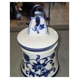 Blue & White Jar w/Purse on the Lid