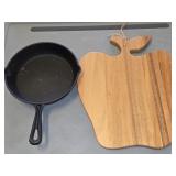 Apple Cutting Board & 8" Cast Iron Skillet