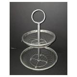 14.5" Galvanized Metal 2-tier Wire Mesh Serving