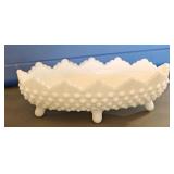 Fenton Hobnail Milk Glass Pickle Dish 8"