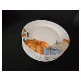 (8) Royal Norfolk Stoneware Pumpkin Dinner Plates