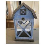 NEW Blue Decorative 15-inch Barn-shaped Lantern