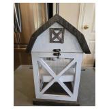 NEW White Decorative 15" Barn-shaped Lantern Box