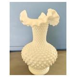 11" Fenton Hobnail Milk Glass Vase