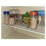 Shelf w/Toothpicks, Toothpick Holders, Jars, Sugar
