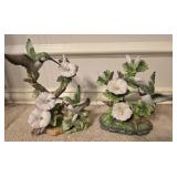 Vtg Bisque Porcelain Hummingbird Figurines