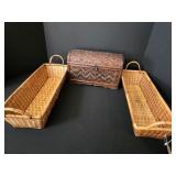 Vtg Woven Ratan Box w/Latch + (2) NWT Long W