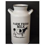 12.5" Enamel Fresh Milk Crock