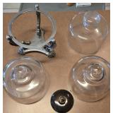 Silver-plated Pedestal Stand, Dark Wooden Top &
