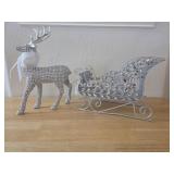 August & Leo Silver Sleigh 14x9x6 & Reindeer