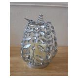 August & Leo Silver LED Pumpkin 8in