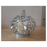 August & Leo Silver LED Pumpkin 6in