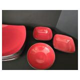 (6) Home Red & Black Plates & (3) Bowls