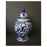 15" Blue Chinoiserie Ceramic Ginger Jar