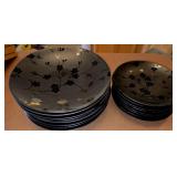 Set of (8) HOME Black Asian Peddle Plates & (8)