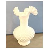 11" Fenton Hobnail Milk Glass Vase