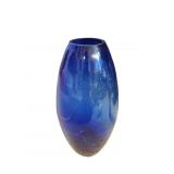13" Blue Glass Vase