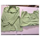 SZ L Green Gauze Top & Matching Capri