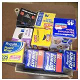 Box of Plastic Wrap, Wax Paper, Etc