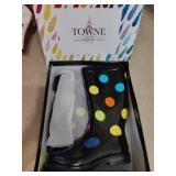NEW Sz.7 London Fog Polka Dot Rubber Boots